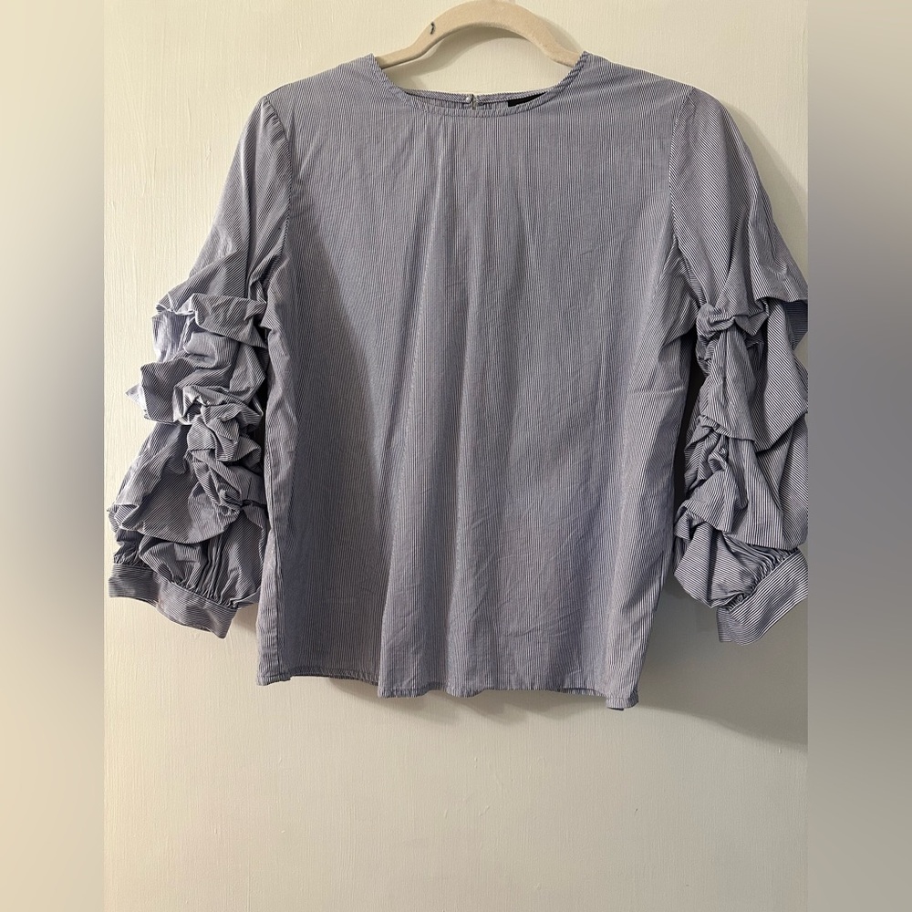 Who What Wear Ruffled Sleeve Blouse - Blue